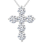 Load image into Gallery viewer, 2 Ctw Round Cut Diamond Christian Cross 6-Stone Fashion Pendant With Chain in 14K White Gold