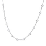 Load image into Gallery viewer, 2 Ctw Bezel Set Round Cut Diamond Station Necklace in 14K White Gold