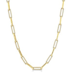 Load image into Gallery viewer, 2 Ctw Round Cut Diamond Paperclip Link Necklace in 14K Yellow Gold