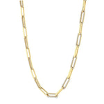 Load image into Gallery viewer, 2 Ctw Round Cut Diamond Paperclip Link Necklace in 14K Yellow Gold