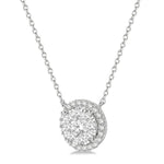 Load image into Gallery viewer, 3/4 Ctw Circular Round Cut Diamond Lovebright Pendant With Chain in 14K White Gold