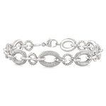 Load image into Gallery viewer, 1/10 Ctw Round Cut Diamond Bold Oval Shape Rope Link Bracelet in Sterling Silver