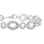 Load image into Gallery viewer, 1/10 Ctw Round Cut Diamond Bold Oval Shape Rope Link Bracelet in Sterling Silver