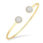 Load image into Gallery viewer, 5/8 Ctw Lovebright Round Open Cuff Diamond Bangle in 14K Yellow and White Gold