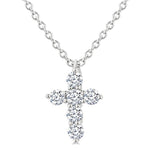 Load image into Gallery viewer, 1/6 Ctw Round Cut Diamond Christian Cross 6-Stone Fashion Pendant With Chain in 14K White Gold