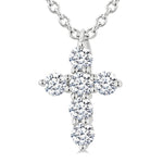 Load image into Gallery viewer, 1/6 Ctw Round Cut Diamond Christian Cross 6-Stone Fashion Pendant With Chain in 14K White Gold