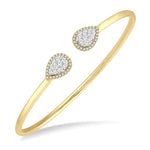 Load image into Gallery viewer, 5/8 Ctw Pear Shape Lovebright Open Cuff Diamond Bangle in 14K Yellow and White Gold