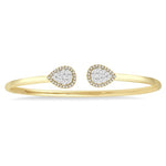 Load image into Gallery viewer, 5/8 Ctw Pear Shape Lovebright Open Cuff Diamond Bangle in 14K Yellow and White Gold