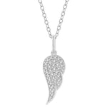 Load image into Gallery viewer, 1/6 Ctw Petite Angel Wing Round Cut Diamond Fashion Pendant With Chain in 10K White Gold