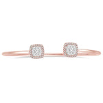Load image into Gallery viewer, 3/4 Ctw Cushion Shape Lovebright Open Cuff Diamond Bangle in 14K Rose and White Gold