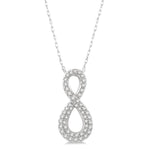 Load image into Gallery viewer, 1/4 Ctw Round Cut Diamond Infinity Pendant With Chain in 14K White Gold