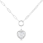 Load image into Gallery viewer, 1/4 Ctw Lovebright Heart Shape Round Cut Diamond Paperclip Necklace in 14K White Gold