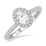 Load image into Gallery viewer, 1 1/10 Ctw Oval Halo Round Cut Diamond Engagement Ring With 3/4 Ct Oval Cut Center Stone in 14K White Gold
