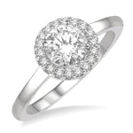 Load image into Gallery viewer, 5/8 Ctw Round Cut Diamond Ladies Engagement Ring with 1/2 Ct Round Cut Center Stone in 14K White Gold