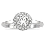 Load image into Gallery viewer, 5/8 Ctw Round Cut Diamond Ladies Engagement Ring with 1/2 Ct Round Cut Center Stone in 14K White Gold