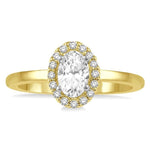 Load image into Gallery viewer, 1/10 Ctw Oval Shape Round Cut Diamond Semi-Mount Engagement Ring in 14K Yellow and White Gold