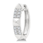 Load image into Gallery viewer, 1/4 Ctw Round Cut Diamond Pyramid Huggie Earrings in 10K White Gold