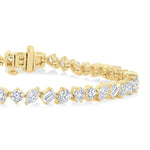 Load image into Gallery viewer, 5 3/4 Ctw Mixed Shape Cut Diamond Fashion Bracelet in 14K Yellow Gold