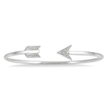 Load image into Gallery viewer, 1/20 Ctw Circular Open Arrow Round Cut Diamond Cuff Bangle in Sterling Silver