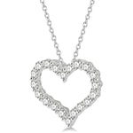 Load image into Gallery viewer, 1 1/2 Ctw Heart Shape Round Cut Diamond Pendant With Chain in 14K White Gold