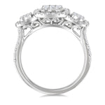 Load image into Gallery viewer, 3/4 Ctw Cushion Shape Past, Present & Future Fusion Baguette and Round Cut Diamond Engagement Ring in 14K White Gold