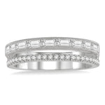 Load image into Gallery viewer, 3/8 Ctw Split Baguette and Round Cut Diamond Fashion Band in 14K White Gold