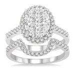 Load image into Gallery viewer, 1 1/4 Ctw Oval Shape Diamond Lovebright Wedding Set with 1 Ctw Engagement Ring and 1/4 Ctw Wedding Band in 14K White Gold