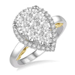Load image into Gallery viewer, 1 Ctw Round Diamond Lovebright Pear Halo Engagement Ring in 14K White and Yellow Gold