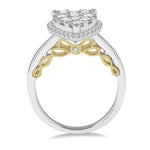 Load image into Gallery viewer, 1 Ctw Round Diamond Lovebright Pear Halo Engagement Ring in 14K White and Yellow Gold