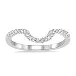 Load image into Gallery viewer, 1/8 Ctw Curved Center Round Cut Diamond Wedding Band in 14K White Gold