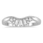 Load image into Gallery viewer, 1/4 Ctw Curved Center Baguette and Round Cut Diamond Wedding Band in 14K White Gold