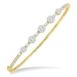 Load image into Gallery viewer, 1 1/10 Ctw Lovebright Circular Mounts Baguette & Round Cut Diamond Bangle in 14K Yellow and White Gold
