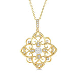 Load image into Gallery viewer, 1/3 Ctw Floral Heart Lovebright Round Cut Diamond Pendant With Chain in 14K Yellow and White Gold