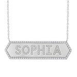 Load image into Gallery viewer, 1/2 Ctw 'SOPHIA' Nameplate Single Cut Diamond Necklace in 10K White Gold