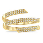 Load image into Gallery viewer, 1/4 Ctw Open-End Round Cut Diamond Fashion Ring in 10K Yellow Gold