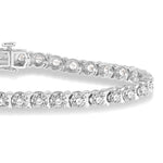 Load image into Gallery viewer, 4 Ctw Round Cut Diamond Tennis Tulip Bracelet in 14K White Gold