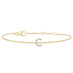 Load image into Gallery viewer, 1/20 Ctw Initial 'C' Round Cut Diamond Bracelet in 10K Yellow Gold