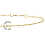 Load image into Gallery viewer, 1/20 Ctw Initial 'C' Round Cut Diamond Bracelet in 10K Yellow Gold