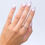Load image into Gallery viewer, 1/20 Ctw Initial 'T' Round Cut Diamond Fashion Ring in 10K White Gold