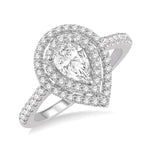 Load image into Gallery viewer, 1/2 Ctw Pear Shape Engagement Ring with 1/4 Ct Pear Cut Center Stone in 14K White Gold