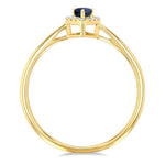 Load image into Gallery viewer, 5x3 MM Pear Shape Sapphire and 1/20 Ctw Round Cut Diamond Halo Precious Ring in 10K Yellow Gold