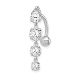 Load image into Gallery viewer, 10k White Gold Tops Down W/4 Dangle Czs Belly Dangle