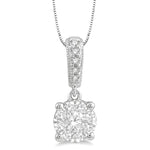 Load image into Gallery viewer, 1/4 Ctw Lovebright Round Cut Diamond Pendant in 14K White Gold with Chain