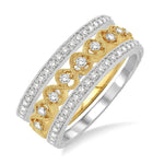 Load image into Gallery viewer, 1/2 Ctw Round Cut Diamond Triple Band Set in 14K white and yellow Gold