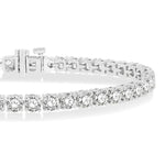 Load image into Gallery viewer, 10 Ctw Round Cut Diamond Tennis Bracelet in 14K White Gold