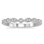 Load image into Gallery viewer, 1/10 Ctw Marquise and Circular Lattice Round Cut Diamond Wedding Band in 14K White Gold