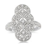 Load image into Gallery viewer, 1/2 Ctw Floral Geometry Round Cut Diamond Ladies Ring in 14K White Gold