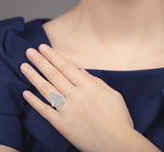 Load image into Gallery viewer, 1/2 Ctw Floral Geometry Round Cut Diamond Ladies Ring in 14K White Gold