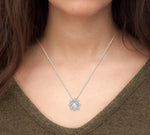 Load image into Gallery viewer, 1/3 Ctw Floral Lattice Round Cut Diamond Pendant With Chain in 14K White Gold
