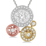Load image into Gallery viewer, 1/2 Ctw Round Cut Diamond Lovebright Fashion Pendant in 14K Tri Color Gold with Chain
